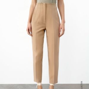 Zara High Waisted Work Pants - Taupe Brown